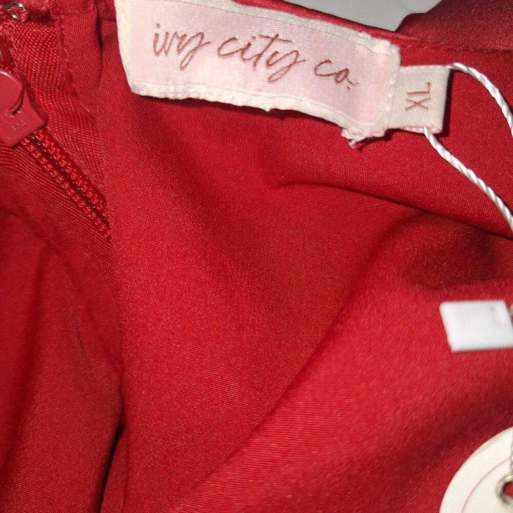 NWT Ivey City Co Mi Amor belted long sleeve red dress size XL party formal - Picture 10 of 12